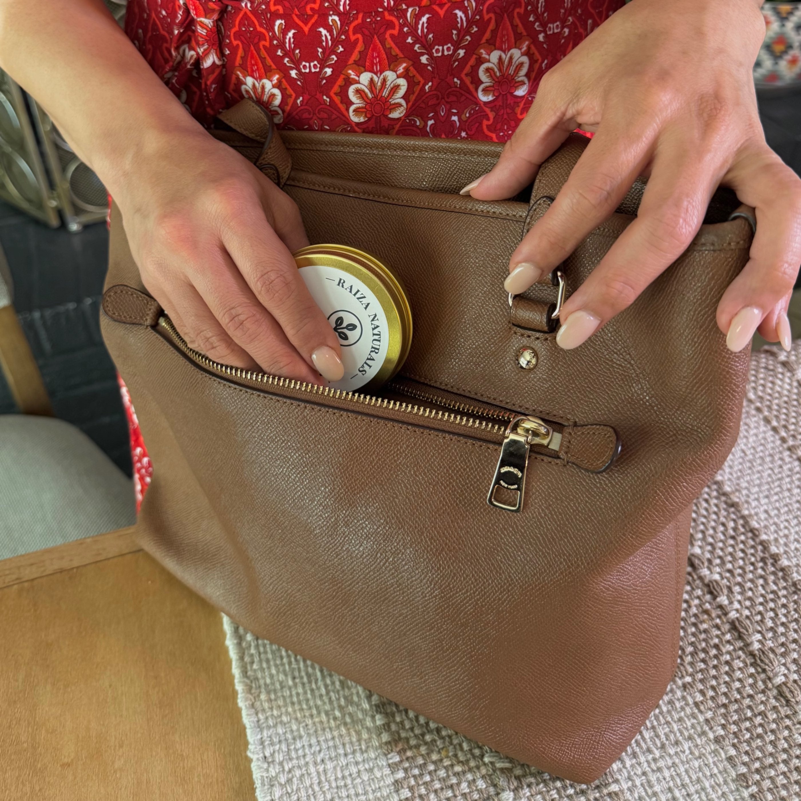 Heal Heal balm used on the go for everyday skin care, easy to carry and apply anytime